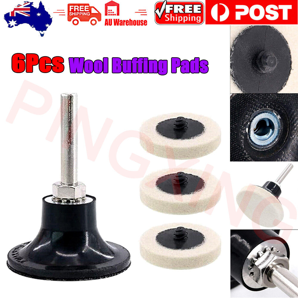 6PC 50mm Roloc Wool Felt Disc 2'' Roll Lock Polishing Buffing Pads Wheels