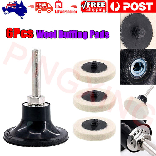 6PC 50mm Roloc Wool Felt Disc 2'' Roll Lock Polishing Buffing Pads Wheels