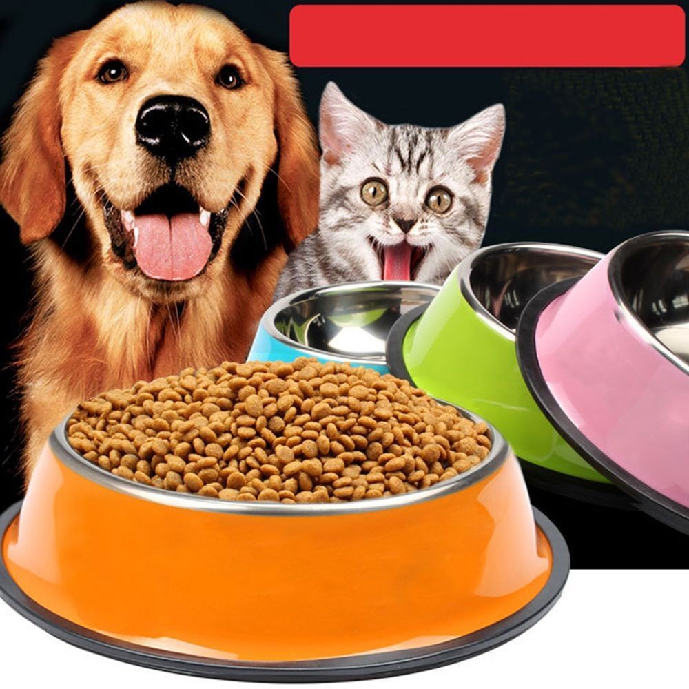 Stainless Steel Pet Bowl Water Food Dish Non Slip Dog Cat Puppy Feeder Bowl AU
