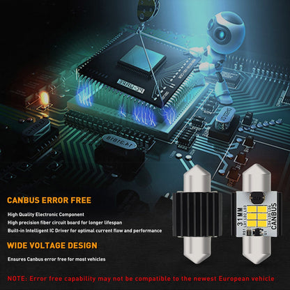 2X CAR NEW LED 31MM FESTOON INTERIOR WHITE LIGHT BULB WEDGE AUTO DOME GLOBE AU