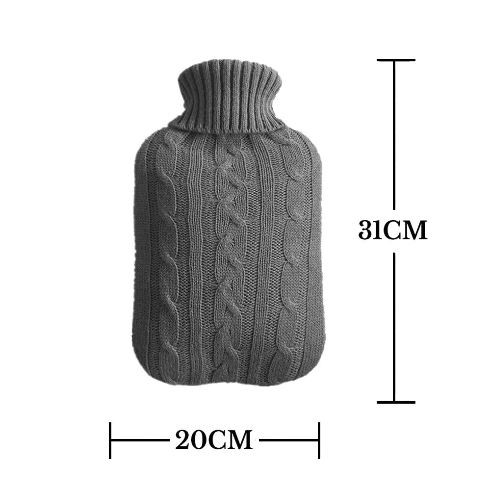Hot Water Bottle with Knitted Cover Heat Hand Feet Warmer Rubber Warm Bag 2L