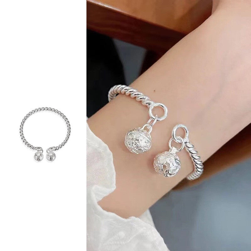 Bangle Bowknot Bell Bracelet Jewellery Korean Wrist Chain Women Silver Pack AU