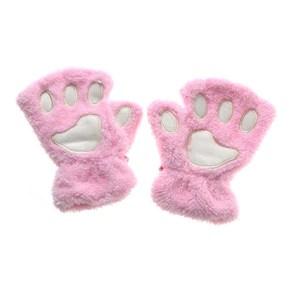 14Colors Fashion Winter Lovely Warm Bear Cat Paw  Gloves Plush Fingerless