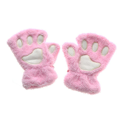 14Colors Fashion Winter Lovely Warm Bear Cat Paw  Gloves Plush Fingerless