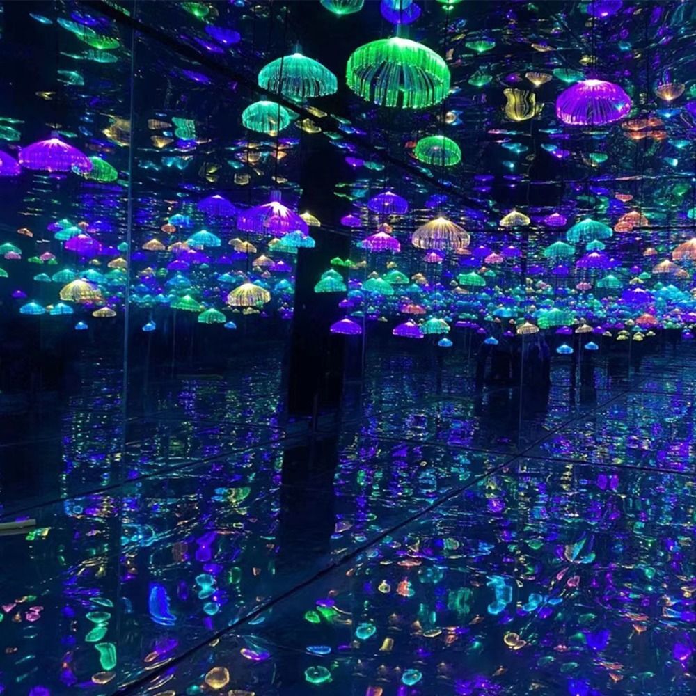 Colorful Fiber Optic LED Jellyfish Light Chandelier Christmas New Year's Decor