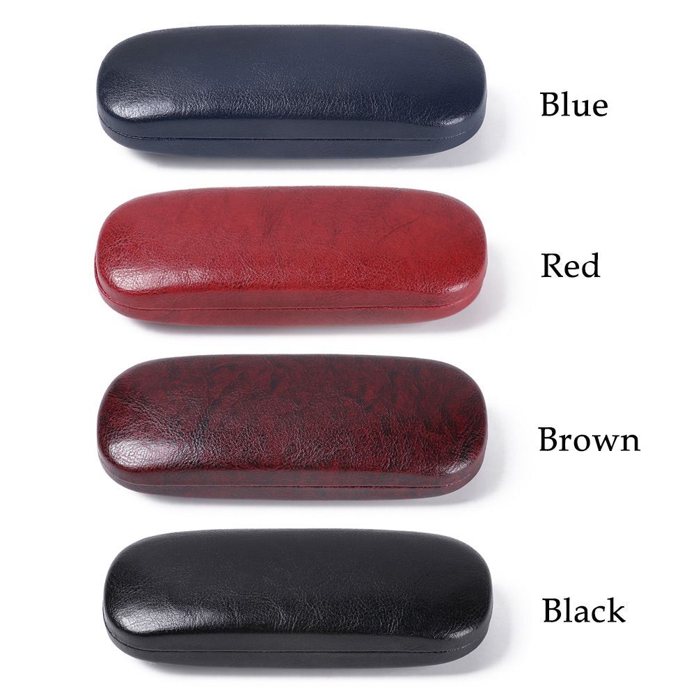 Hot Sale Leather Glasses Case For Men Waterproof Hard Frame Eyeglass Case Black
