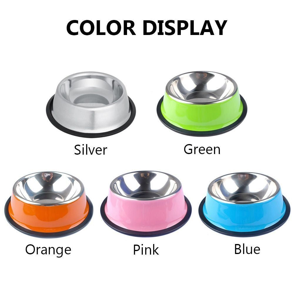 Stainless Steel Pet Bowl Water Food Dish Non Slip Dog Cat Puppy Feeder Bowl AU
