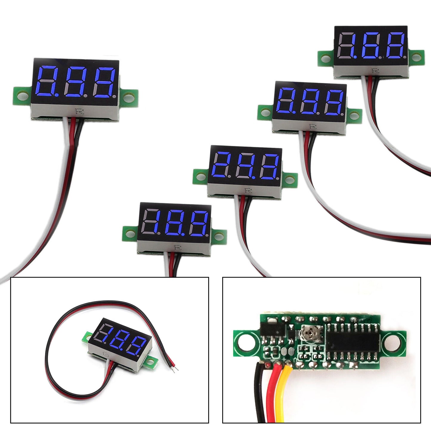 5x Mini DC 0-30V LED 3-Digital Display Voltage Voltmeter Panel Calibratable SL