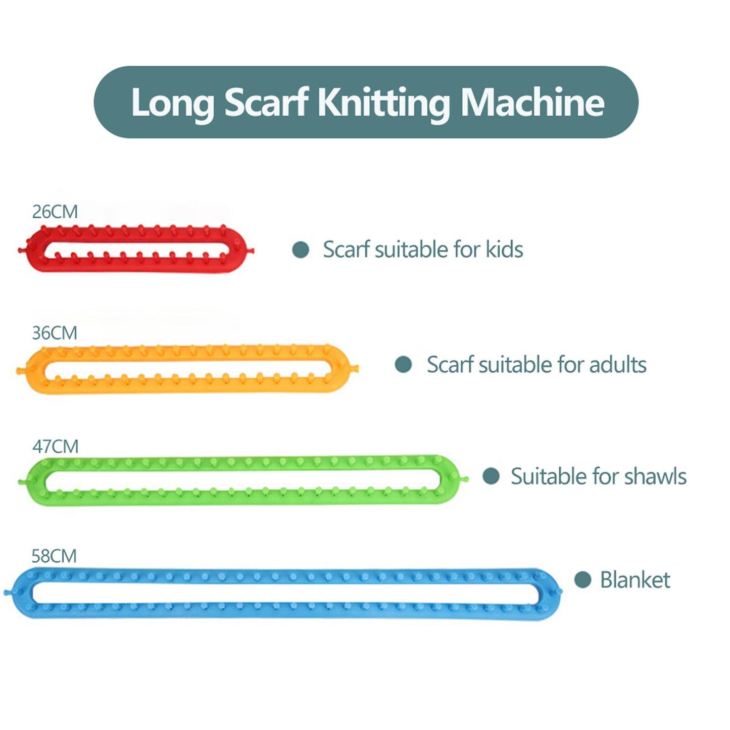 Long Scarf Knitting Loom Set Knitter Board Straight Rounded Kit 4 Size DIY Tool