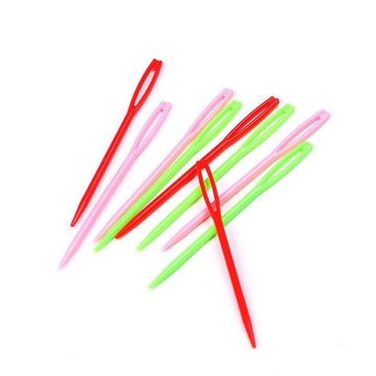 20pcs Random Colours Sewing Needles Length 7cm Plastic Large-Eye Blunt Needles