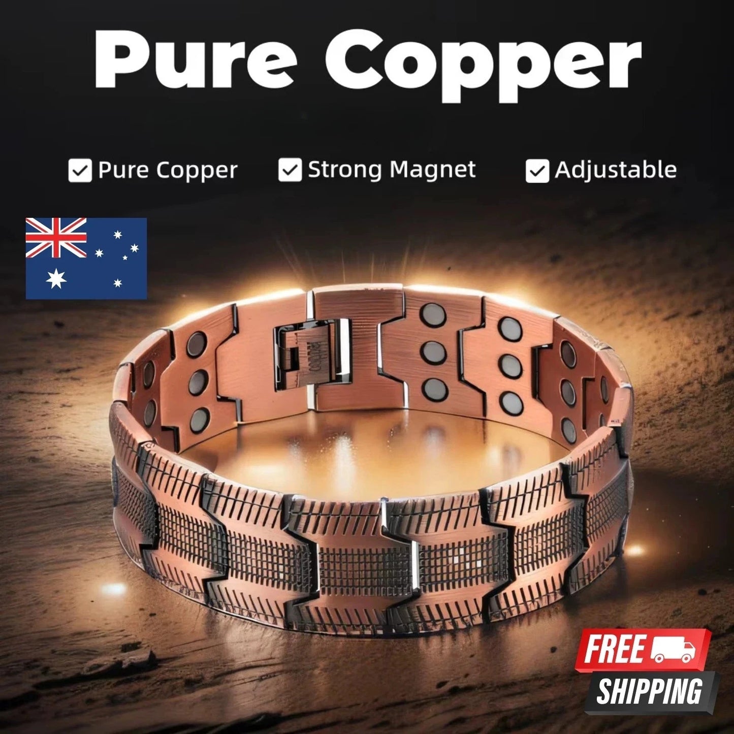 3X Strength Ultra Magnetic Bracelet for Men Pure Copper Bracelet AUS