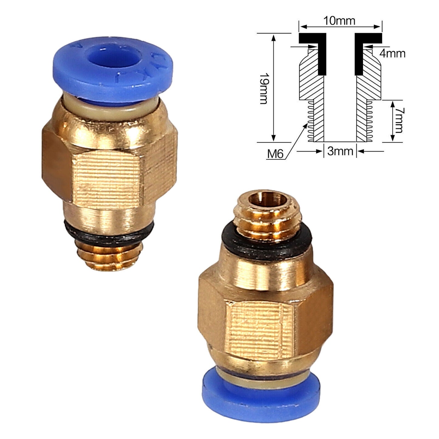 3D Printer PTFE Tube Pneumatic PC4-M10 Straight Connectors 1.75 mm Filament