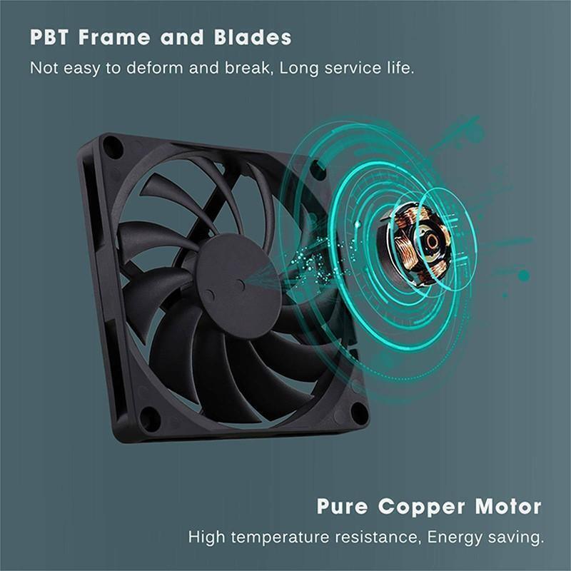 2PC 12V DC 8010 Fan 2 Pin Brushless Cooling for Computer Hydroponics AU Stock