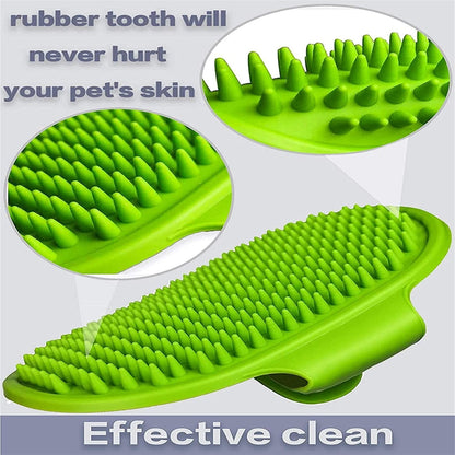 Pet Dog Puppy Bath Brush Flexible Mitt Comb Grooming Brush with Adjustable Strap
