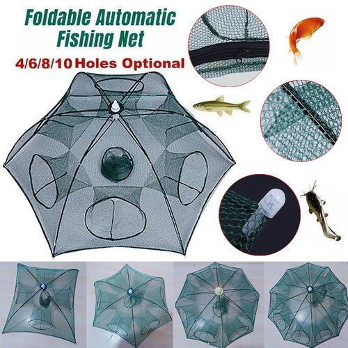 Large Foldable Fishing Nets Crab Shrimp Crawfish Cage Mesh Cast Minnow Trap Gear