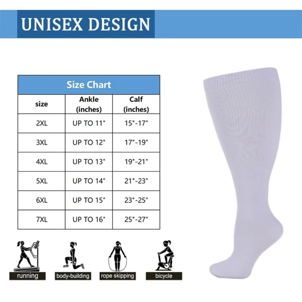 Plus Size Compression Socks 2XL-7XL Calf Socks New Extra Size Fat Sock  Sports