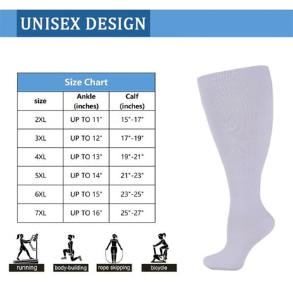 Plus Size Compression Socks 2XL-7XL Calf Socks New Extra Size Fat Sock  Sports