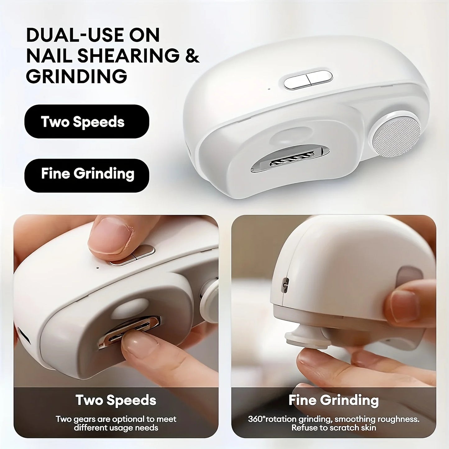 Electric Nail Clippers Automatic LED Light Trimmer Toe Cutter USB Rechargeable