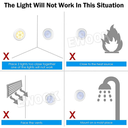 1-3xLED Motion Sensor Night Light Indoor Outdoor Battery Operated Stairs Hallway