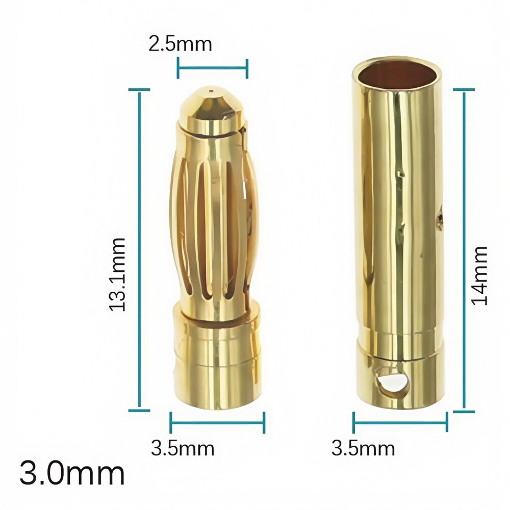 10 Pairs 3mm Bullet Connectors Banana Plugs Male Female for RC Battery ESC Motor