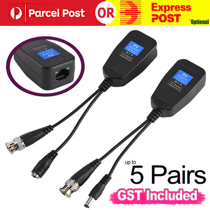 BULK CCTV Coax BNC Video Power Balun Transceiver to CAT5e 6 RJ45 Connector PTZ