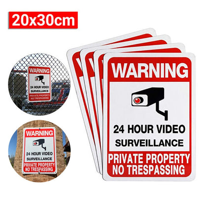 2PCS 24 Hour Video Surveillance Private Property No Trespassing Security Signs