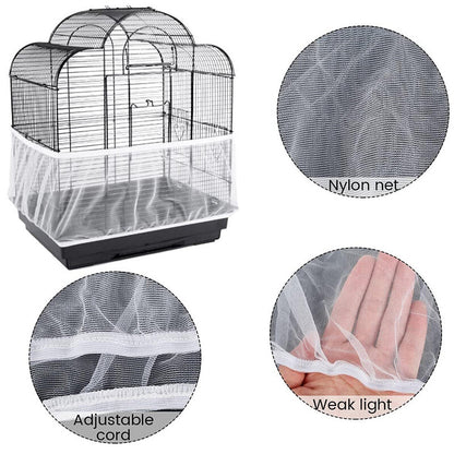 Pet Bird Cage Seed Catcher Guard Skirt Mesh Nylon Cover S/M/L Secure Skirt Mesh
