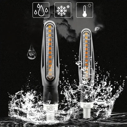 LED Sequential Motorcycle Indicators Flowing Turn Signals Motorbike Blinkers 12V