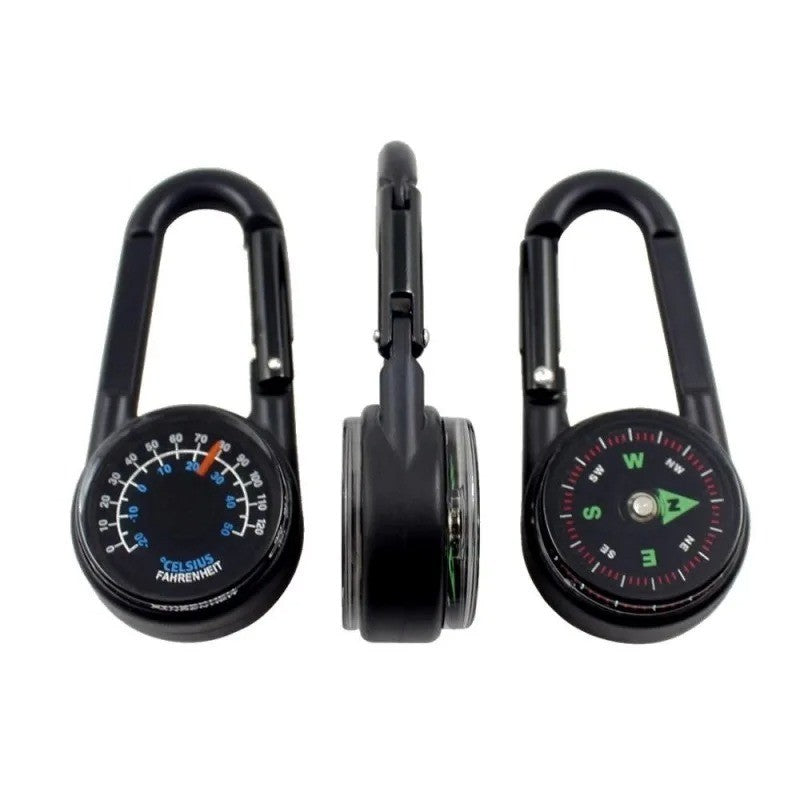 1 Pc Zinc Alloy Compass Thermometer Keychain Portable Outdoor Camping Hiking