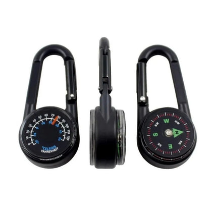 1 Pc Zinc Alloy Compass Thermometer Keychain Portable Outdoor Camping Hiking