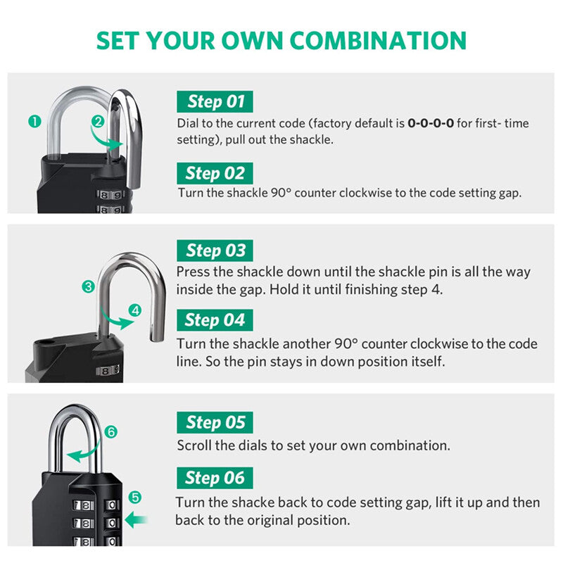 Combination-Lock 4 Digit Outdoor Waterproof Padlock,Gate,Locker,Hasp Number Lock