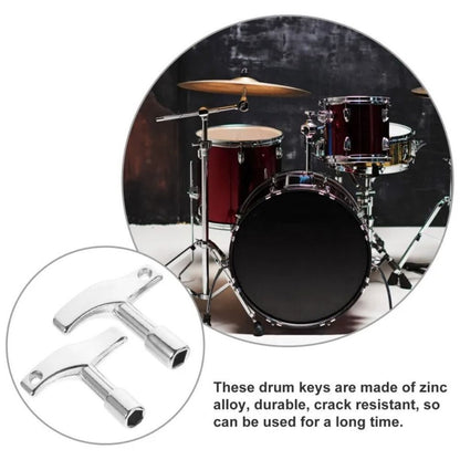 2PCS Silver Drum Tuning Keys Square/Hexagonal Drum Key Tuner Drum Keys