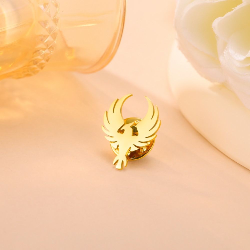 Stainless Steel Phoenix Brooch Pin No Rust Metal Badge  Shirt Accessories
