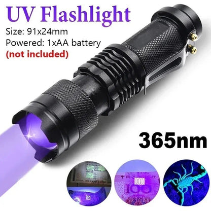 UV Ultra Violet LED Flashlight Blacklight Light 365 395 nM Inspection Lamp Torch