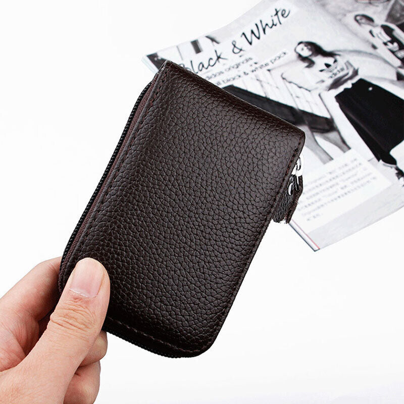 RFID Blocking Leather Wallet Anti-theft Credit Card Holder Men Women Coin Purse
