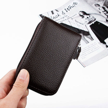 RFID Blocking Leather Wallet Anti-theft Credit Card Holder Men Women Coin Purse