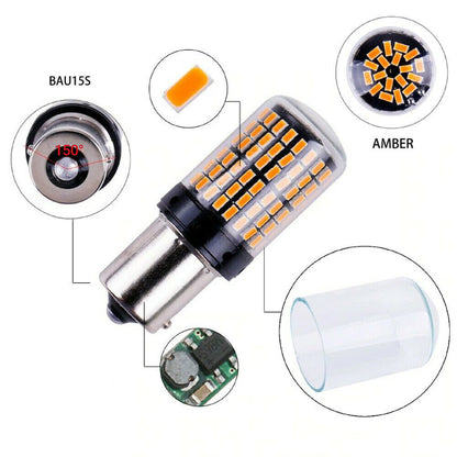 1-4x BAU15S Amber 144 LED Turn Signal Indicator Canbus Bulb 1156 2835 Globe