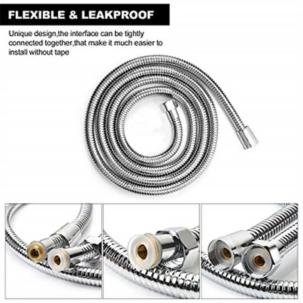 1.2-3m Shower Head Hose Handheld Stainless Steel Bathroom Flexible Tube Bath