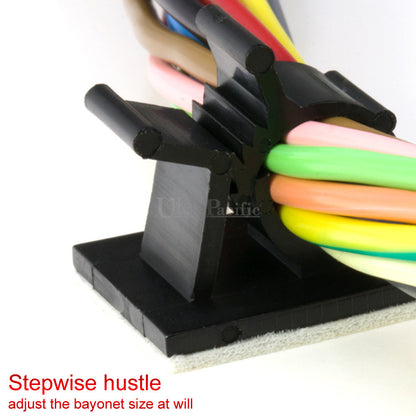 Adhesive Cord Management Cable Clips Black Wire Holder Organizer Clamp AU
