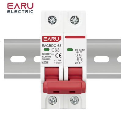 DC Circuit Breaker Solar 220-380V 2Pole Double MCB Mini 10/16/20/25/40/50/63 Amp