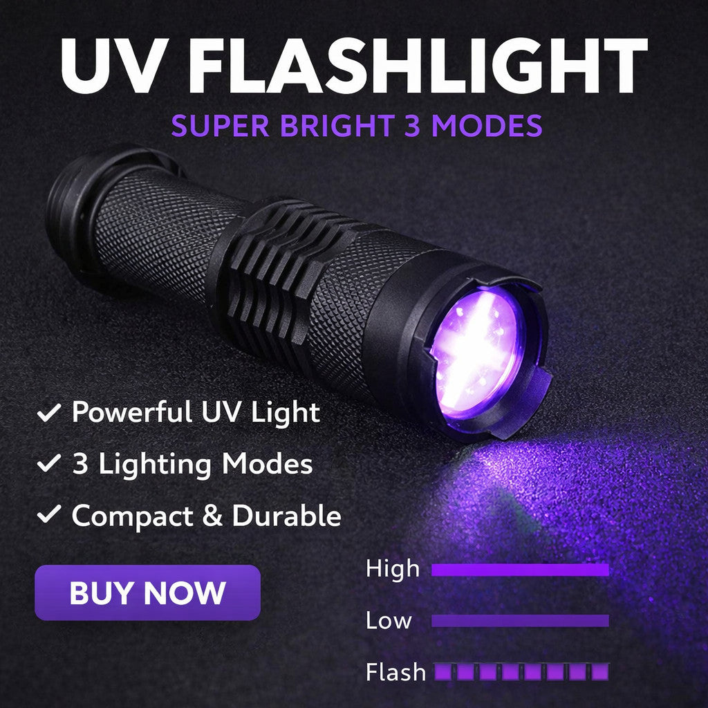 UV Ultra Violet LED Flashlight Blacklight Light 365 395 nM Inspection Lamp Torch