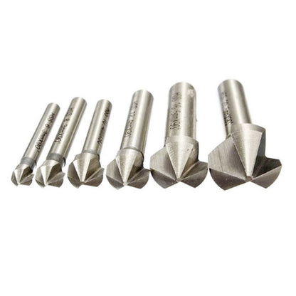 6pcs 3 Flutes 90 Degree Hss Chamfer Cutter Bit Chamfering Countersink Drill Bits