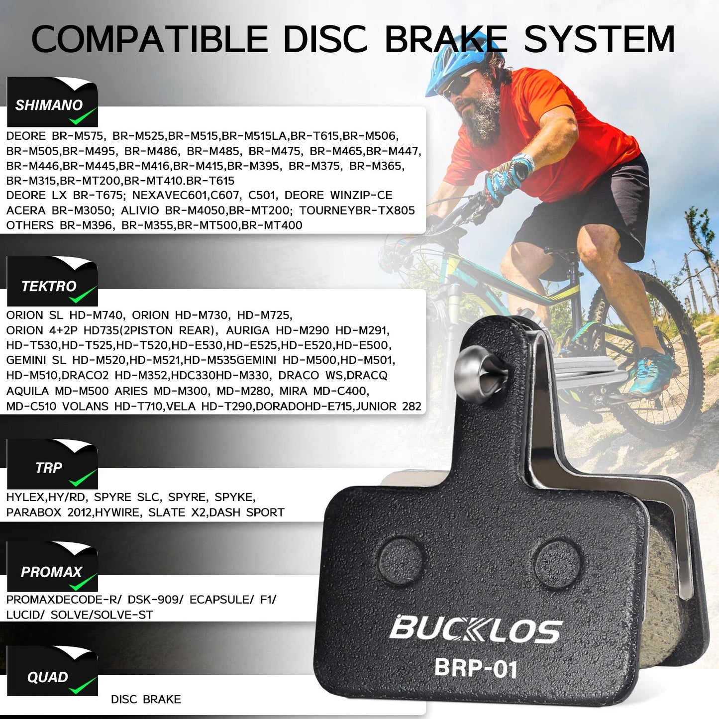 2Pair Resin Disc Brake Pad MTB fit Shimano B01S B05S MT200 Tektro E10.11 P20.11
