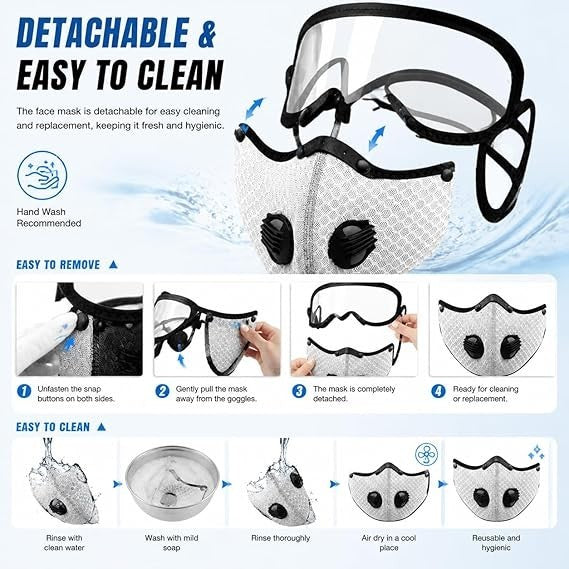 Reusable Carbon Filter Dust Mask with Adjustable Goggles With 10 Layer Filter