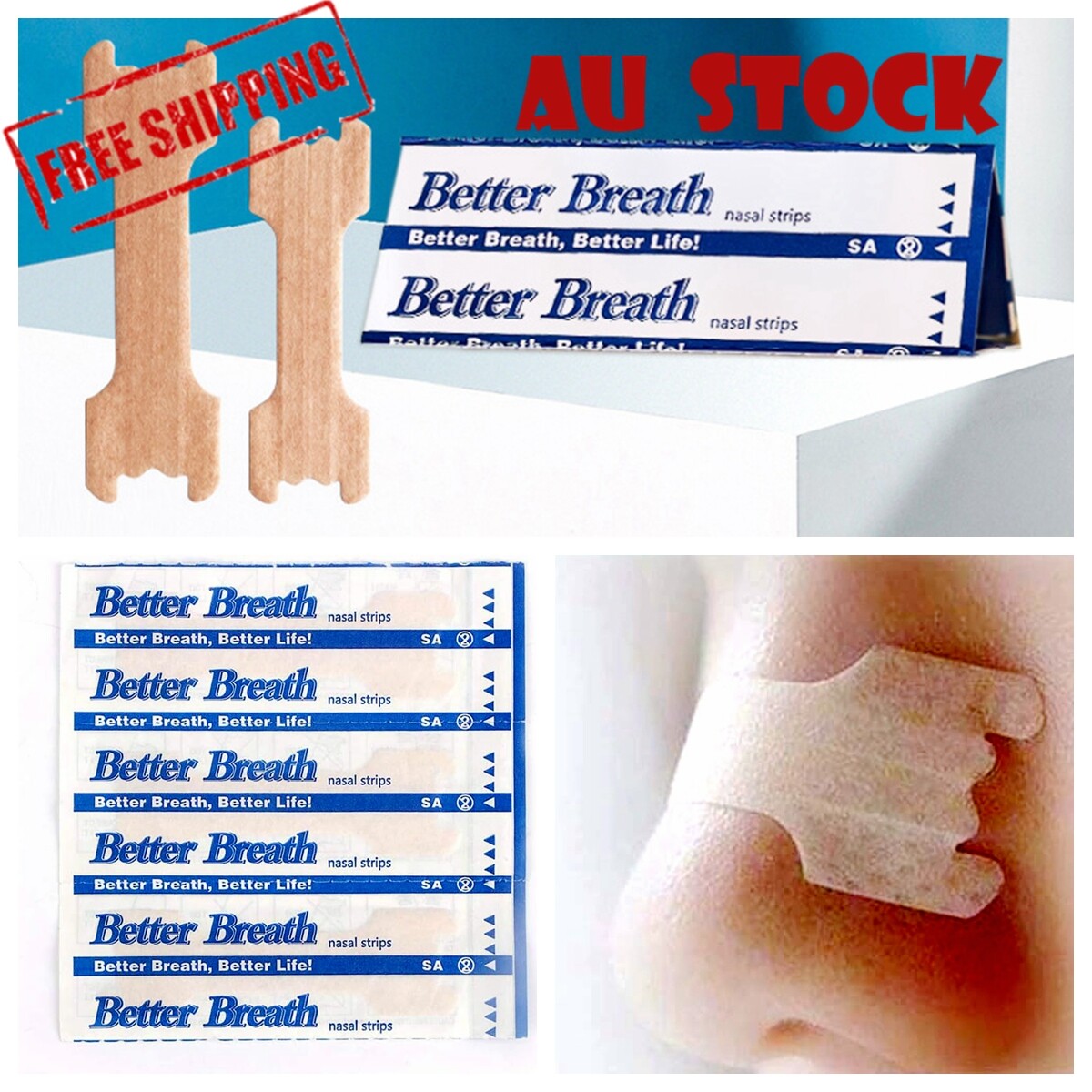 Better Breath Nasal Strips Small Large Size Anti Snore Stop Snoring Nose Breathe