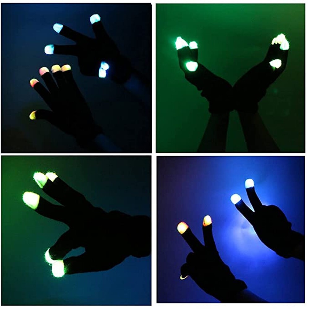 Flashing Gloves Glow 7 Mode LED Rave Light Finger Lighting Mitt Party Glow Games