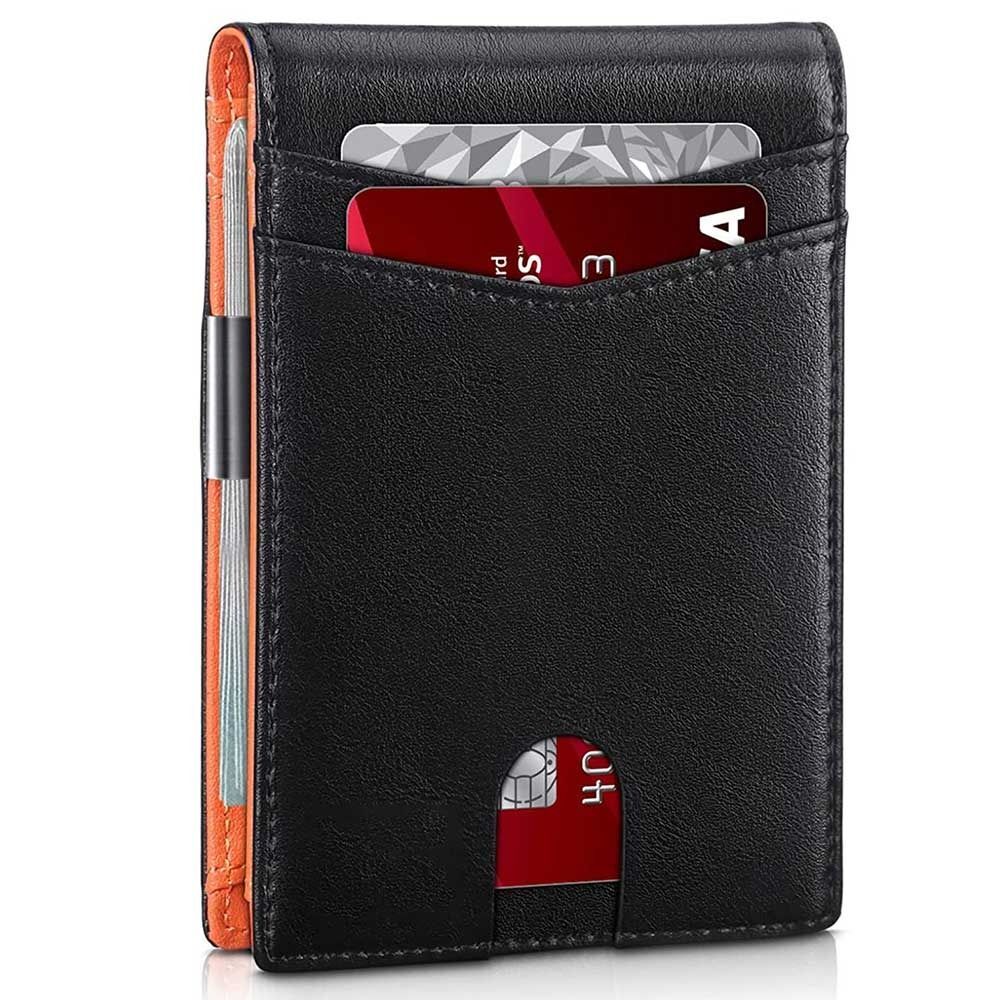 Wallet RFID Blocking Mens Slim Wallet with Money Clip Leather Wallet Anti-scan
