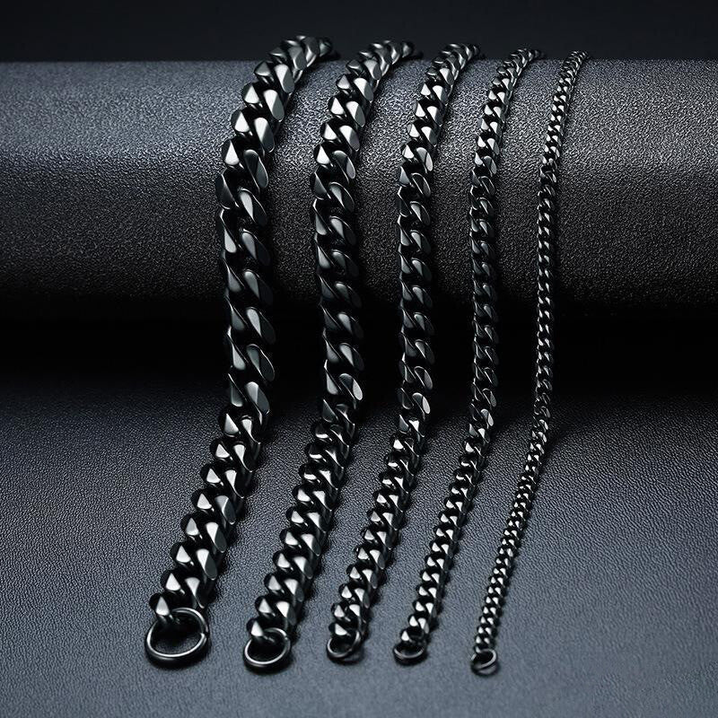 Cuban Chain Link Curb Necklace Men Women Punk Surgical Stainless Steel 2-15mm