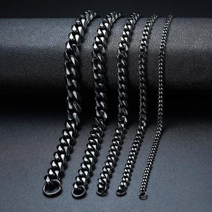 Cuban Chain Link Curb Necklace Men Women Punk Surgical Stainless Steel 2-15mm