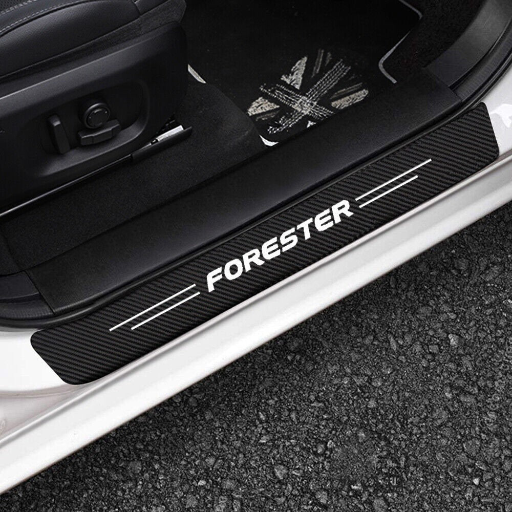 4X Door Sill Plate Anti Scratch Stickers Protector Trim Compatible with Subaru Forester